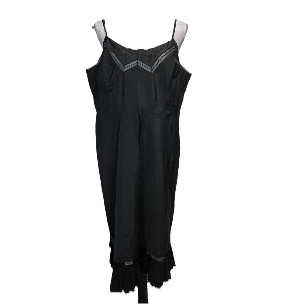 Vintage Olga Black Slip Dress Nightgown Negligee size 40 Lace Wedding Bridal